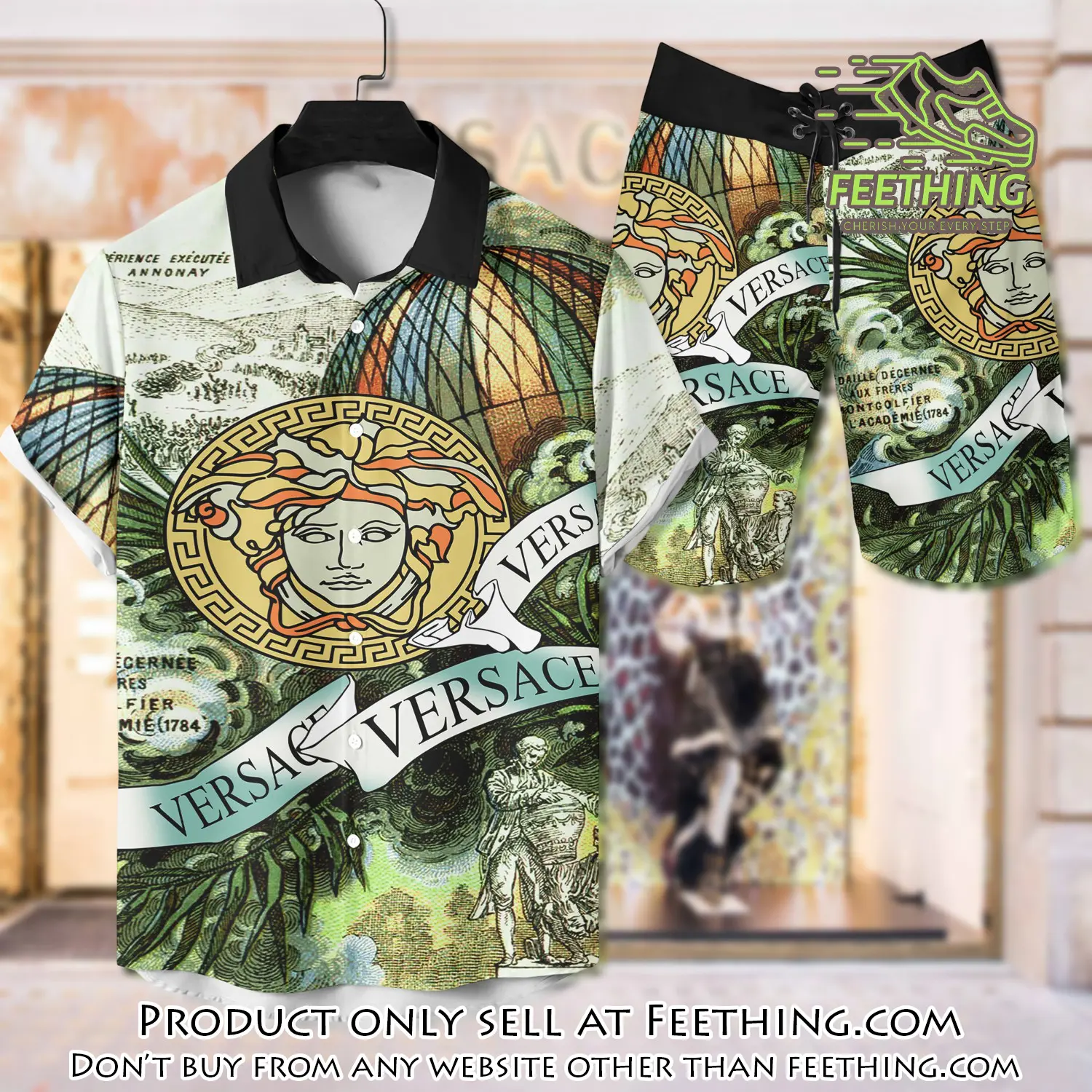 Versace luxury hawaiian shirt & short set lhs1216 ft3733711